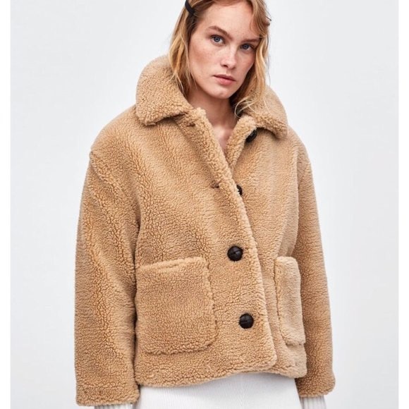Short teddy coat zara Clearance